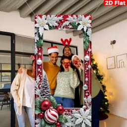2D Flat Christmas Themed Cutout Photo Booth Backdrop Polyester Fiber with Festive Snowflake Christmas Party Decoration