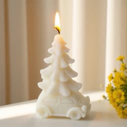 Car with Christmas Tree Candle Mold 3D Car with Pine Tree Soap Resin Mold for Holiday Decoration Christmas Home Decor Gift