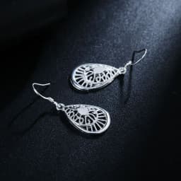 Hot Selling 925 Sterling Silver Vintage Earrings High Quality Fashion Jewelry Christmas Gift Carved Water Drops
