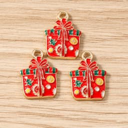 Tusember 10pcs Enamel Christmas Gingerbread House Charms for Christmas Necklaces Earrings Bracelets Pendant Craft