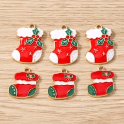 Tusember 10pcs Enamel Christmas Gingerbread House Charms for Christmas Necklaces Earrings Bracelets Pendant Craft