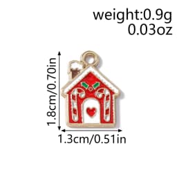 Tusember 10pcs Enamel Christmas Gingerbread House Charms for Christmas Necklaces Earrings Bracelets Pendant Craft