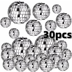 10-30pcs Mini Disco Ball Ornaments Reflective Glass Silver Baubles for Mardi Gras Disco Party Decor Sparkling Christmas DIY Gift