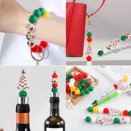 10Pcs/Lot New Christmas Tree Silicone Focal Beads For Jewelry Making DIY Beaded Pens Keychains Gifts Handmade Accessories