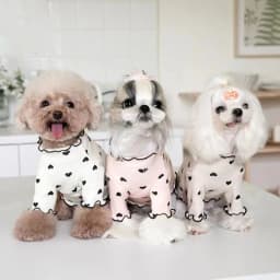 Autumn Winter Pet Undercoat Dog Clothes Cute Heart Print Waffle Home Vest Dog Cat Yorkshire Schnauzer Maltese New Year Christmas