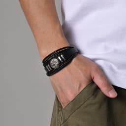 Vnox Norse Viking Bracelets for Men Boys, Black Mens Leather Bracelet Bangle Birthday Christmas Gifts to Father Dad Husband BFF