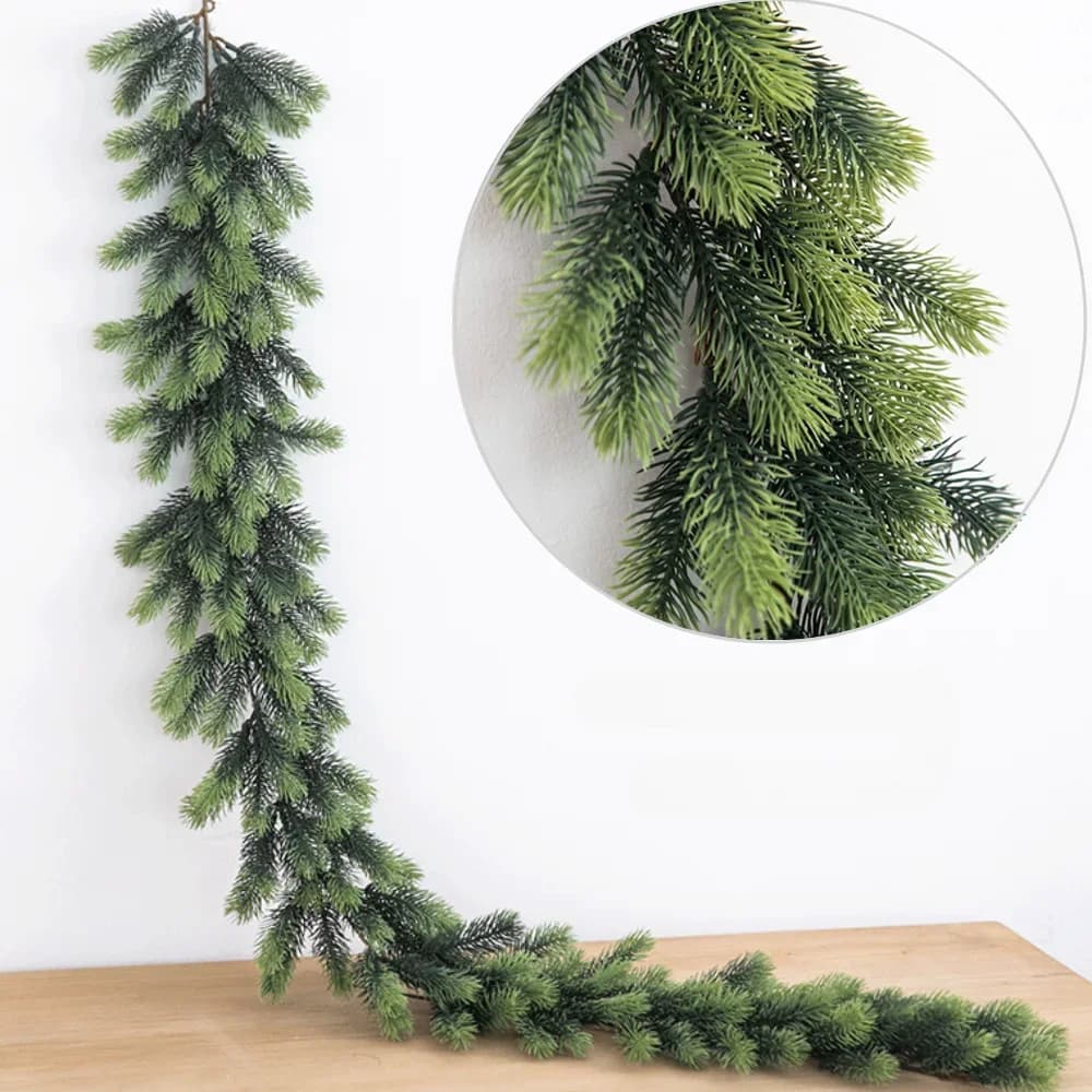 Artificial Christmas Pine Garland, Greenery Winter Garland Decor for Home, Wall, Porch, Table, Mantle, Indoor Outdoor Decoration