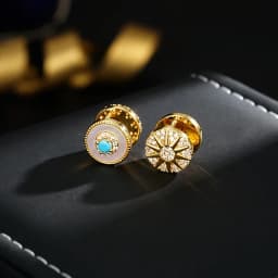 New Arrival Trendy Sun & Star Shiny CZ Zircon 14K Gold Filled Lady Stud Earrings Anti Allergy Christmas Gifts Girlfriend