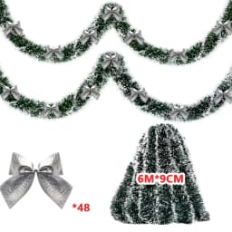 2/4/6/10M Christmas Tinsel Ribbons with Bow Green Cane Ribbon Garland Xmas Tree Hanging Pendent DIY Wreath Party Home Decor