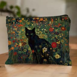 Black Cat Floral Makeup Bag Large Capacity Halloween Gift for Women Cosmetic Bags Zipper Pouch Retro Pencil Case Christmas Gifts