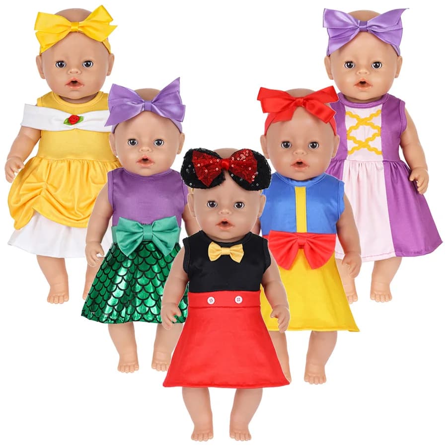 Elegant Princess Dresses For 18 Inch Dolls Cute Costume Outfits With Hairband Fits America Doll Kids Christmas Birthday Gift