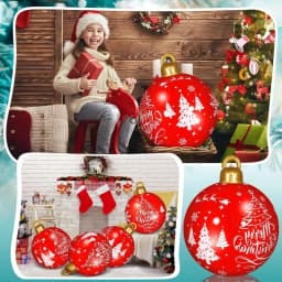 32 Inch Giant PVC Inflatable Christmas Ball Ornaments Outdoor Large Xmas Blow Ball Decorations for Christmas Party Ornaments