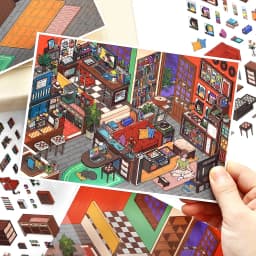 Kawaii leisure suite 3D Home Diary Landscape Sticker DIY Pocket Cabin Scene Christmas gifts 