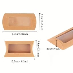 50PCS Pillow Shape Candy Box with Window Wedding Christmas Kraft Paper Cookie Gift Packaging Boxes Birthday Party Supplies