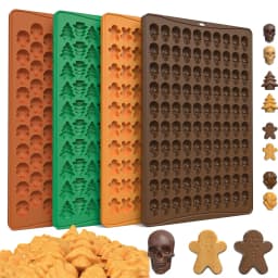 100 Grid Silicone Mold Non-Stick Easy Release DIY Christmas Tree Turkey Gingerbread Man Chocolate Biscuit Skull Ghost Mold