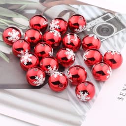 16mm 10pcs Big UV Color Xmas Acrylic Beads Printing Christmas Tree Snowflake Bell Beads For Making Xmas Style Necklace Earring