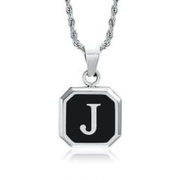 Christmas Gifts for Men Initial Necklace Stainless Steel Letter A-Z for Men Boys Women Square Pendant Jewelry Birthday Gifts