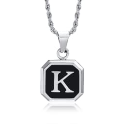 Christmas Gifts for Men Initial Necklace Stainless Steel Letter A-Z for Men Boys Women Square Pendant Jewelry Birthday Gifts