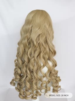 Synthetic 26inch Princess Curly Wavy Long Brown Sleeping Beauty Aurora Cosplay Wig for Halloween Christmas School Thanksgiving