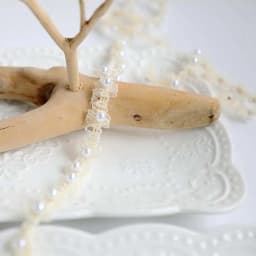 1Yard Beaded Pearl Fringe Ribbon DIY Collar Cuff Garment Lace Applique 1.5CM Wide,Gift Wrapping Christmas Tree Decor