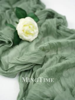 Pleated Table Runner Semi-Sheer Gauze Sage Cheesecloth Table Dining Vintage Wedding Party Bridal Christmas Decoration