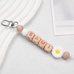 1pc Custom Personalized Daisy Wooden Keychain, Name Tag Keychain, Bag Charm, Christmas/Valentine's Day Gift
