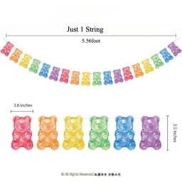 Colorful Candyland Party Decor Gummy Bear Banner Streamers Gummy Candy Garland Christmas Baby Shower Kids Birthday Hanging Decor