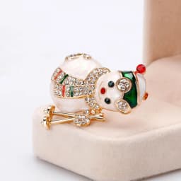 Wuli&baby Lovely Enamel Snowman Brooches Women Rhinestone Christmas New Year Brooch Pins Gifts