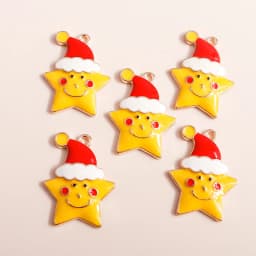 10pcs Mix Enamel Christmas Charms Noel Star Hats Santa Claus Pendants for Diy Jewelry Making Necklace Earring Making Accessories
