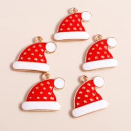 10pcs Mix Enamel Christmas Charms Noel Star Hats Santa Claus Pendants for Diy Jewelry Making Necklace Earring Making Accessories