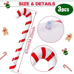 1-10PCS 35 Inch Inflatable Christmas Candy Cane for Christmas Decorations, Outdoor Holiday Decorations Christmas New Year Gifts