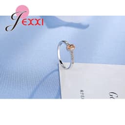 Promise Ring 925 Sterling Silver Color Elegant Style Warm Tone Orange&Yellow Crystal Stone For Women Girl Christmas Present