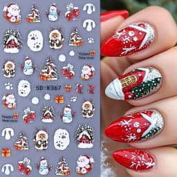 2PCS Winter Christmas relief nail stickers, easy to apply for nail decoration DIY、Gifts, parties, and wedding makeup and styling