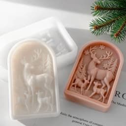DIY Christmas Deer Silicone Candle Mold 3D Relief Reindeer Deer Aromatherapy Gypsum Crafts Resin Soap Mould Christmas Gift