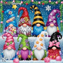 Evershine Diamond Painting Dwarf Pattern For Adults Beginners Winter Diamond Mosaic Christmas DIY Santa Claus Child Gift