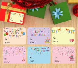 200 Pcs Happy Birthday Gift Tags Name Tags Stickers 1.5 X 2 Inch - Rectangle Christmas to From Labels Present Label