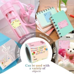 200 Pcs Happy Birthday Gift Tags Name Tags Stickers 1.5 X 2 Inch - Rectangle Christmas to From Labels Present Label