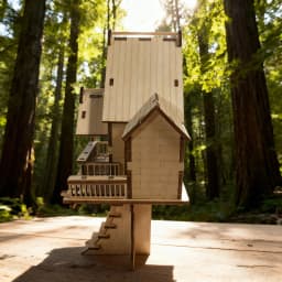DIY Wooden Tree-Shaped House Model Kit 3D Puzzle Construction Fun Set Wooden Building Blocks Christmas & Halloween Gift