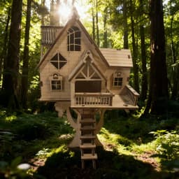 DIY Wooden Tree-Shaped House Model Kit 3D Puzzle Construction Fun Set Wooden Building Blocks Christmas & Halloween Gift