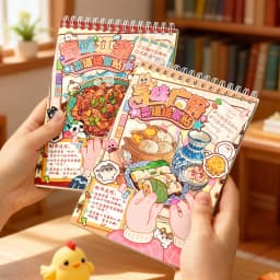 Kawaii Sichuan Flavor Jianghu 3D Complete Guide to Cuisine Landscape Sticker book DIY Pocket Cabin Scene Christmas gifts 