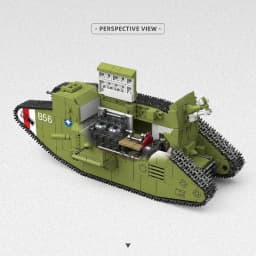 900PCS World War I Heavy Tank MK.V,Ww1 Military Army Vehicle Building Blocks DIY Toys Christmas Birthday Gift
