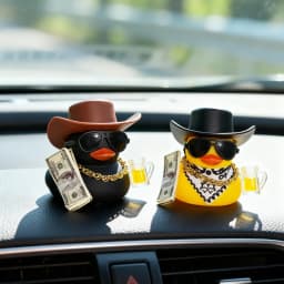 Fortunate Rich Duck for Jeep Car Dashboard Decoration Lucky Cute Duck with Dollar Beer Funny Christmas Gift for Family Friends