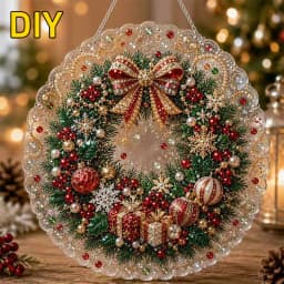 DIY Pearl Diamond Painting Suncatcher Craft Kit Round Acrylic Christmas Series Pendant Pearl Beads Craft Kit For Home Decoration