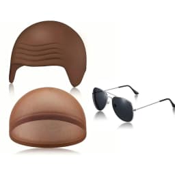 Bald Outfit Cosplay Accessories Set with Latex Bald Hat And Nylon Wig Cap for Halloween Christmas Carnival April Fool's Party