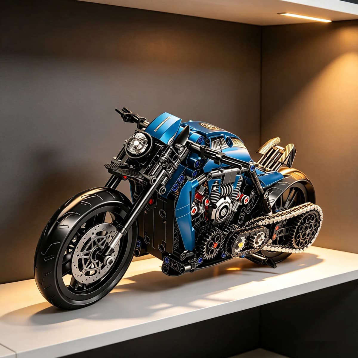 MOC Bricks Motorcycle Model - Christmas Gift - For Boys and Children - New Edition - 1:8 - Night Racing Motorcycle Building Set