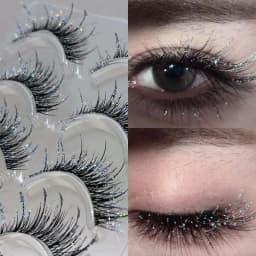 Mixiaohe Thai Style Colorful Diamond Lashes 5 Pairs Sparkling C Curl Fluffy Lashes for Stage Festival Christmas