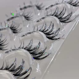 Mixiaohe Thai Style Colorful Diamond Lashes 5 Pairs Sparkling C Curl Fluffy Lashes for Stage Festival Christmas