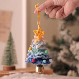 Knitted Christmas Tree with Jingle Bell Plush Christmas Hanging Pendant Wool Crochet Christmas Tree for Christmas Party Decor