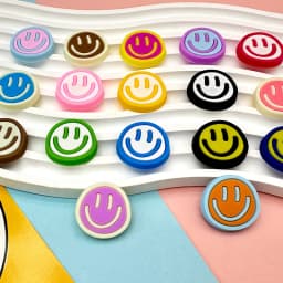 20-Pack Smiley Face Shoe Charms - Detachable Street Style Decor for Sandals & Beach Bags - Fun Christmas Gifts