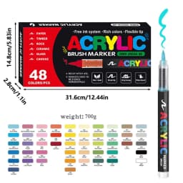 72 Colors Acrylic Paint Pens Markers Set Brush Tip Paint Marker For Rock Painting Wood Canvas Stone Christmas Gift DIY Crafts
